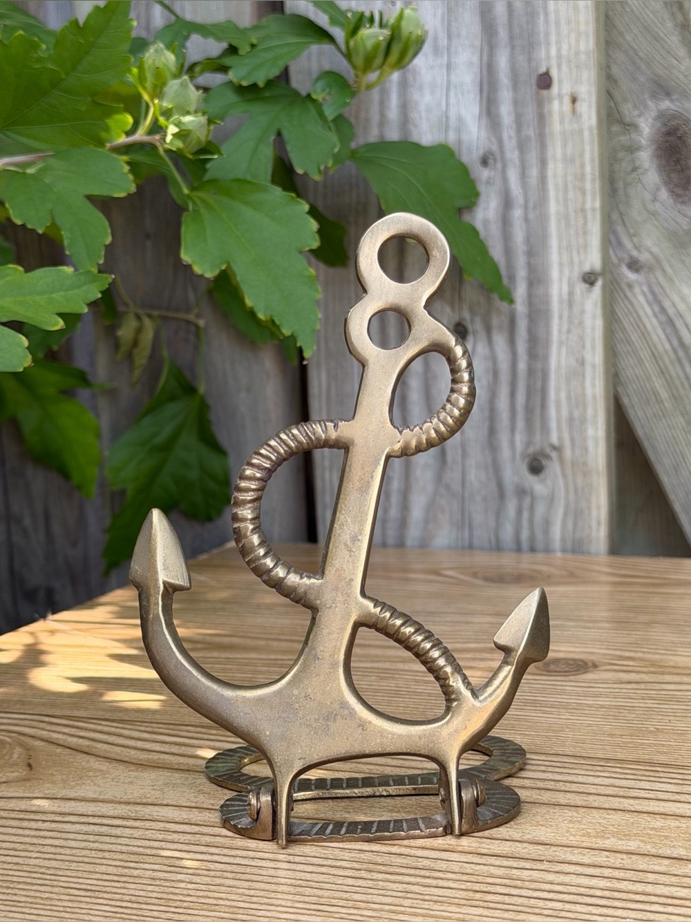 Vtg Brass Anchor Decor Bookend Nautical Coastal Folding 6”